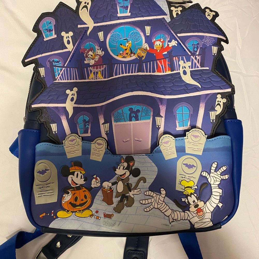 Loungefly Blue and Purple Haunted House Backpack